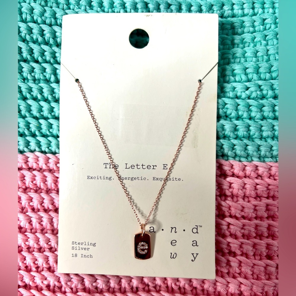 A New Day Necklace with letter E as a pendant - sterling silver